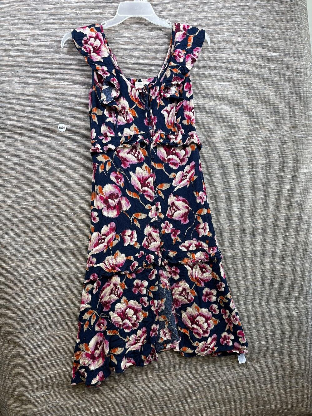 Band Of Gypsies Sundress Dress Womens Size M Blue Floral Ruffle Tiered Midi Boho